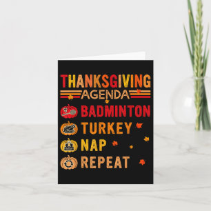 Carte Thanksgiving Agenda Badminton Repeat Turkey Costum