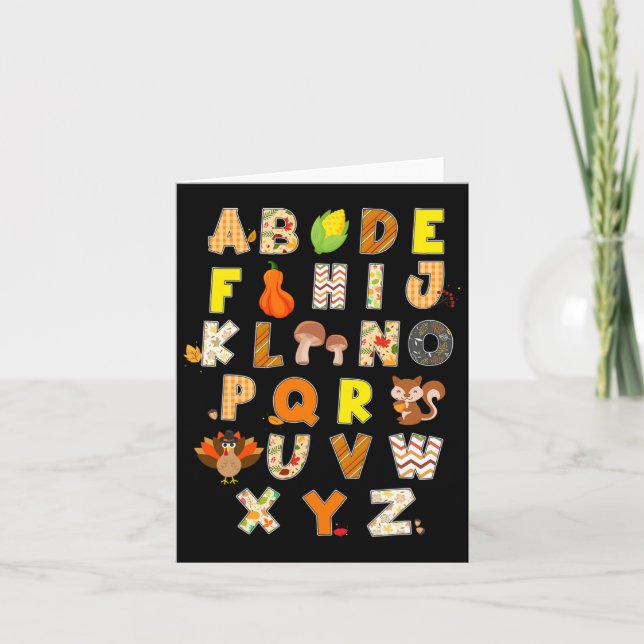 Carte Thanksgiving Alphabet Funny Turkey Fall Preschool (Devant)