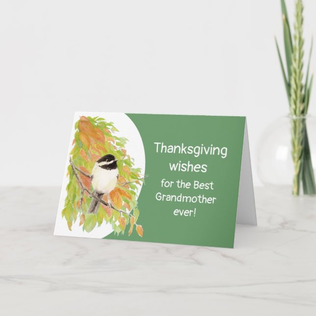 Carte Thanksgiving Bird Automne Grand-mère (Devant)