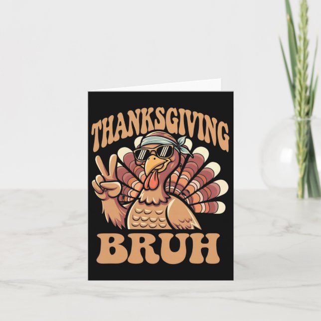 Carte Thanksgiving Bruh Funny Turkey Fall Boys (Devant)