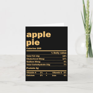 Carte Thanksgiving Christmas Pomme tarte Faits nutrition