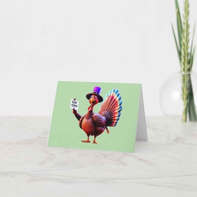 Carte Thanksgiving "Eat Cow" Turkey (Devant)