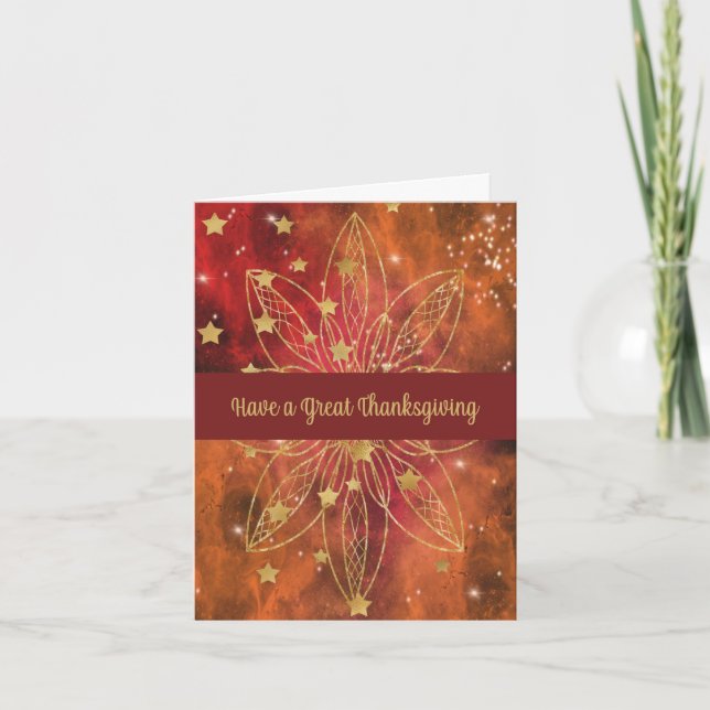 Carte Thanksgiving en or et bronze (Devant)