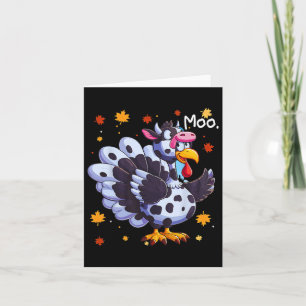 Carte Thanksgiving Fake Turkey Moo Cow Head Funky Fall