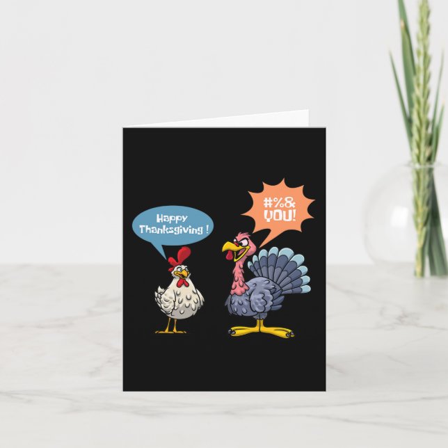 Carte Thanksgiving Fun Turkey Vs Chicken Men Femmes Turc (Devant)