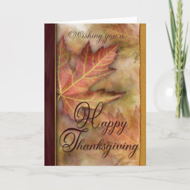 Carte Thanksgiving Golden Leafs (Devant)
