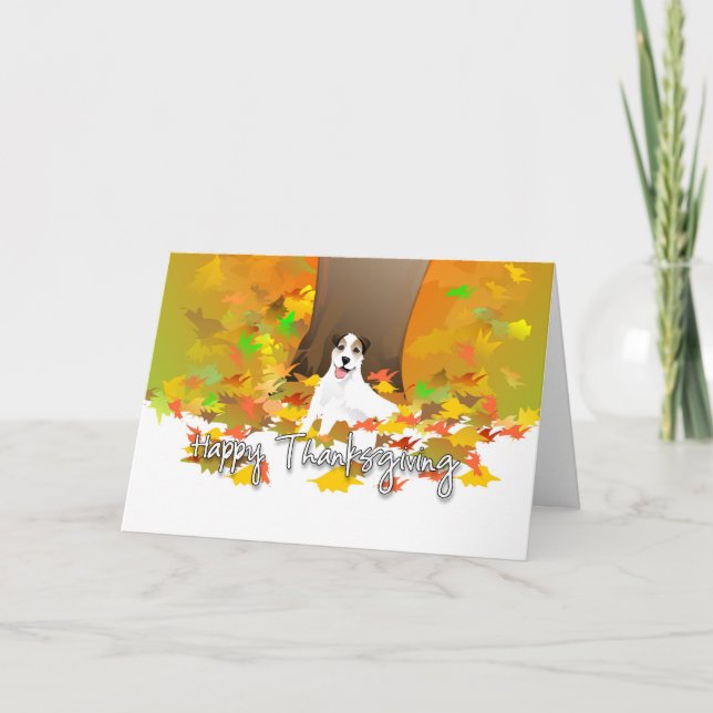 Carte Thanksgiving - Jack Russell Dog Feuilles d'a (Devant)