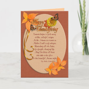 Carte Thanksgiving Lierre d'automne avec poème