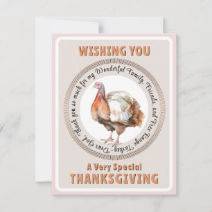 Carte Thanksgiving mignonne avec Aquarelle Turquie