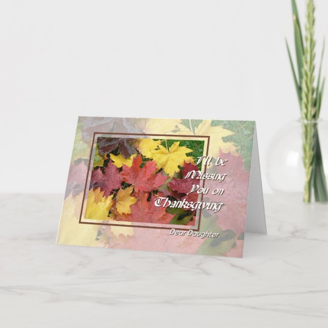 Carte Thanksgiving Missing You Fille Mapl Feuilles (Devant)