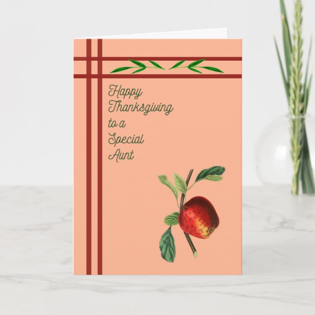 Carte Thanksgiving pour tante spéciale avec pomme (Devant)