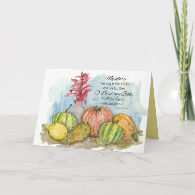 Carte Thanksgiving Psaumes Bible Verse 30 Gourds (Devant)