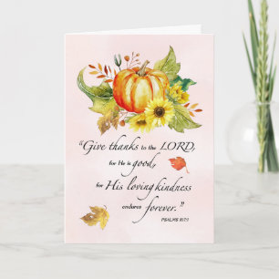 Carte Thanksgiving religieux avec Citrouille aquarelle