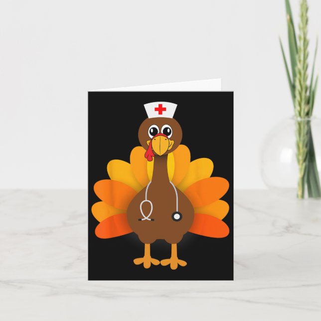 Carte Thanksgiving Scrub Tops Femmes Turquie Infirmière  (Devant)