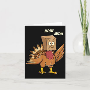 Carte Thanksgiving Turquie Chat Meow Drôle Hommes Femmes