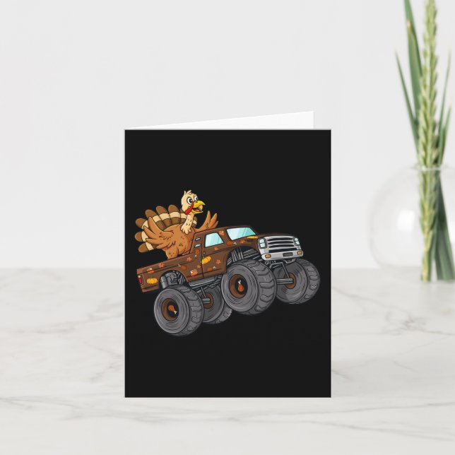 Carte Thanksgiving Turquie équitation Monster Truck Boys (Devant)