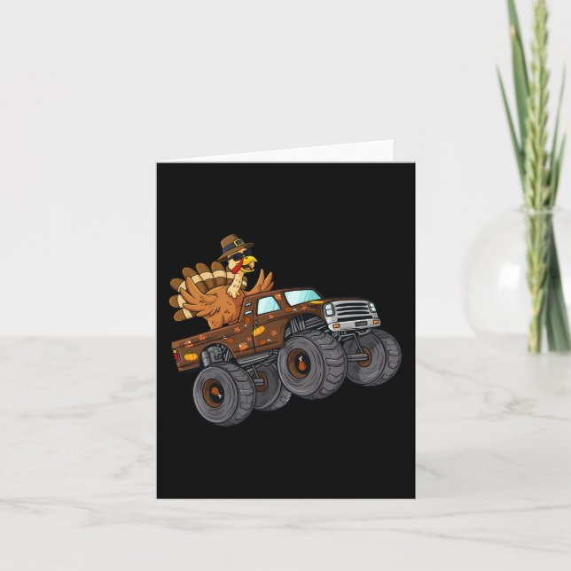Carte Thanksgiving Turquie équitation Monster Truck Boys (Devant)