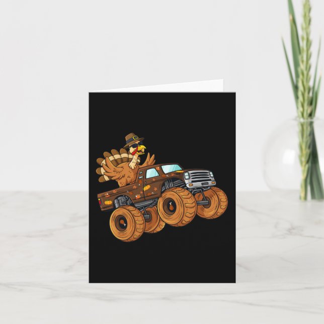Carte Thanksgiving Turquie équitation Monster Truck Boys (Devant)