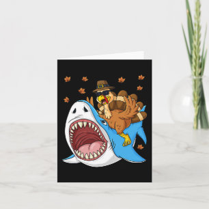 Carte Thanksgiving Turquie équitation Requin amusant Tod