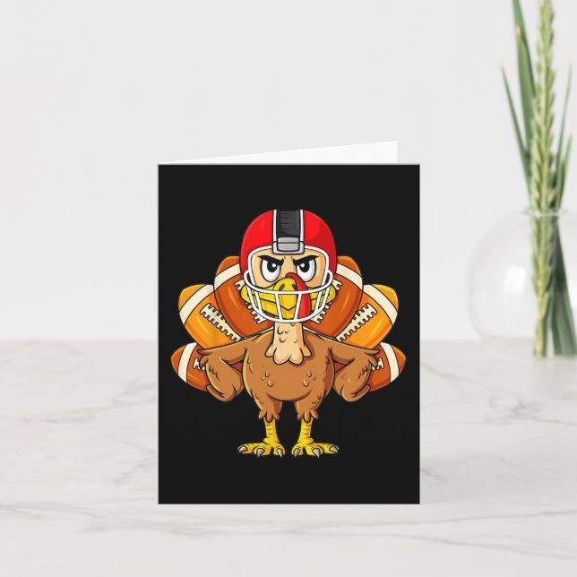 Carte Thanksgiving Turquie Football Joueur Amusants garç (Devant)