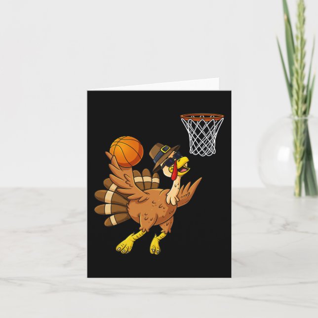 Carte Thanksgiving Turquie Joueur de basket-ball Amusant (Devant)