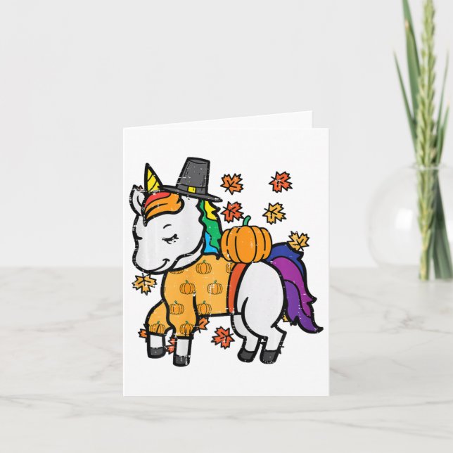 Carte Thanksgiving Unicorn mignonne Fall Girls Toddler (Devant)