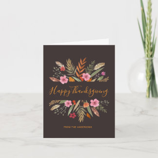 CARTE THANKSGIVING WATERCOLOR TOMBE FOLIAGE SATISFAIT