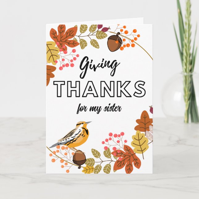 Carte Thanksgiving Wreath for Sister Custom Front Text (Devant)