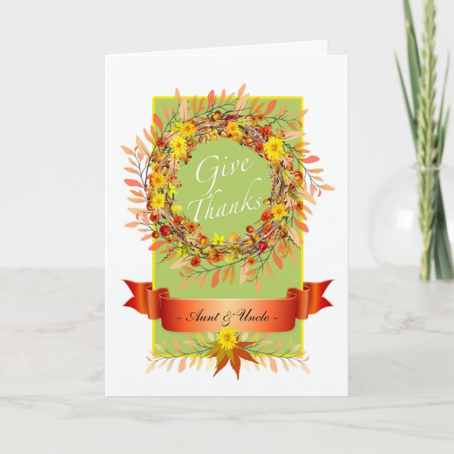 Carte Thanksgiving Wreath for Tante Uncle Custom Front (Devant)