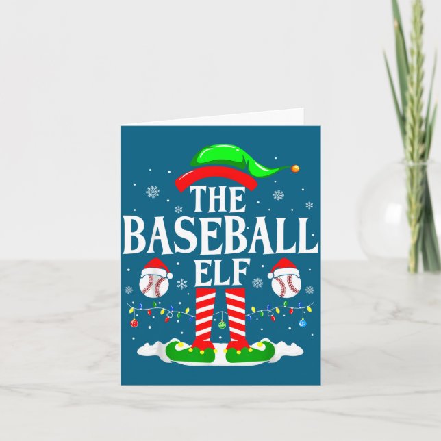 Carte The Baseball Elf Funny Christmas Srt Lovers Xmas E (Devant)