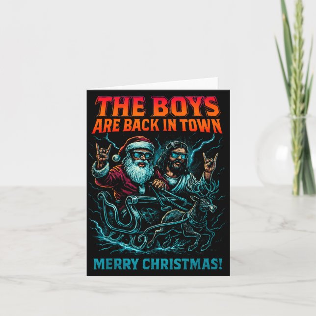 Carte The Boys Are Back In Town Christmas Jesus Santa Ro (Devant)
