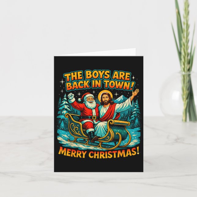 Carte The Boys Are Back In Town Merry Christmas Design  (Devant)