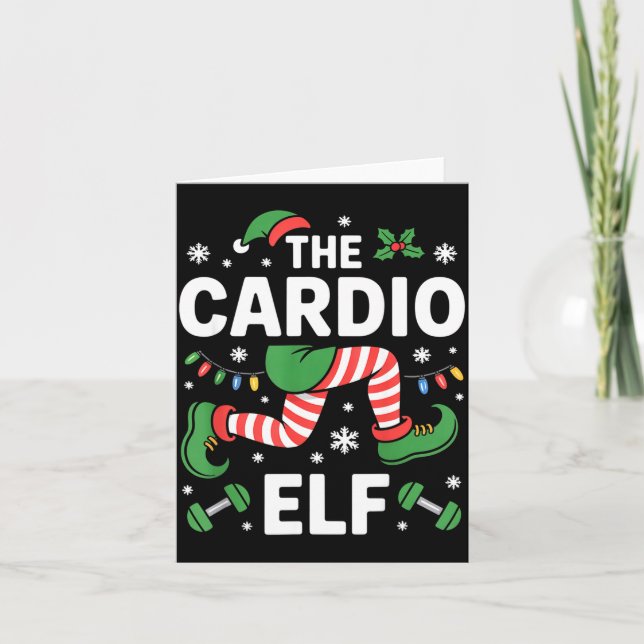 Carte The Cardio Elf Funny Fitness Christmas Gym Workout (Devant)