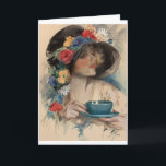 Carte Thé de l'après-midi, Harrison Fisher<br><div class="desc">Harrison Fisher est connu pour les belles femmes qu'il a peintes, qui étaient en grande majorité roses, à long limbe, seules et élégantes. Les casquettes, vastes et somptueusement décorés, qui ornaient leurs têtes, devinrent également un aspect signature de son design. Pour marquer son ascension vers les plus hauts rangs des...</div>