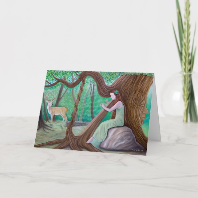 Carte « The Harpist and the Tree » Greeting Card (Devant)