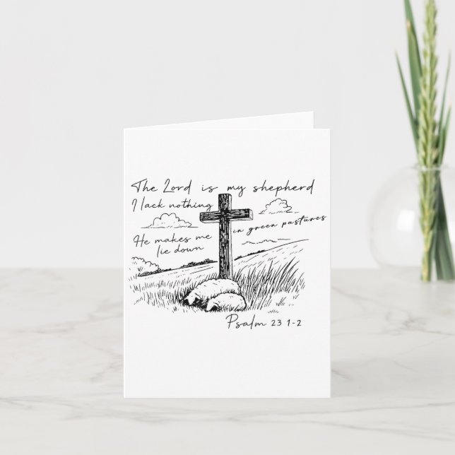 Carte The Lord Is My Shepherd Psalm 23 Cross Meadow  (Devant)