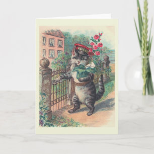 Carte "The Mailman" Vintage Cat Greeting
