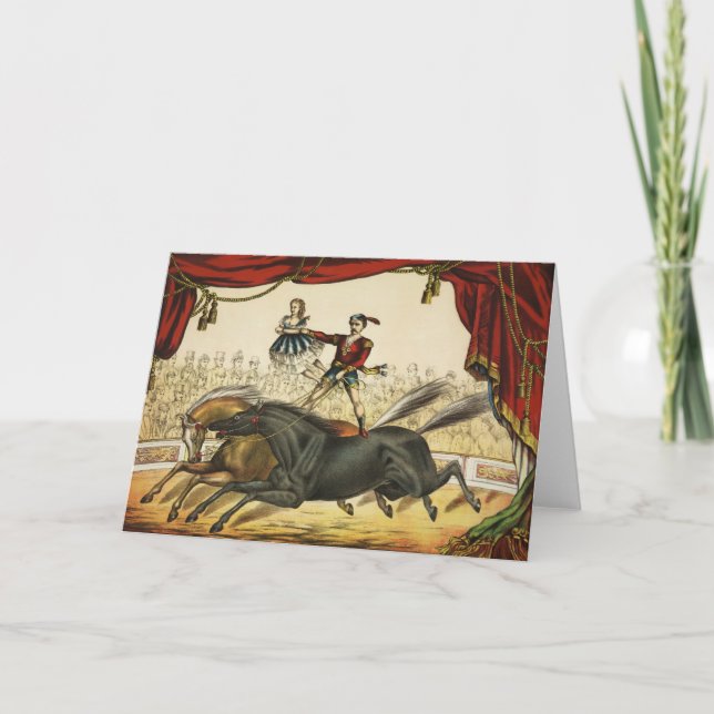 Carte The Two Horse Act, Circus Performance, vers 1874. (Devant)