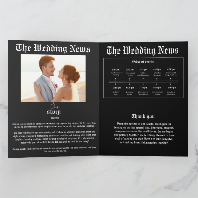 Carte The Wedding News Vintage Newspaper Wedding  (Intérieur)