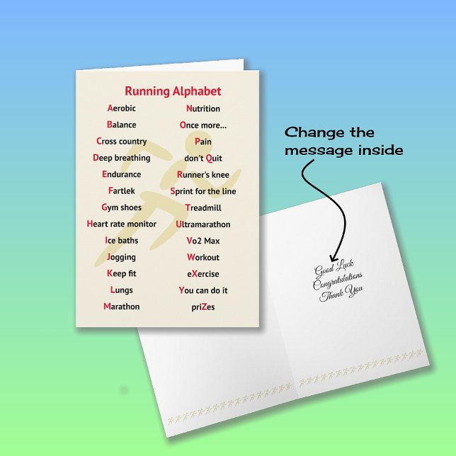 Carte Thème alphabet sportif pour coureur (Créateur téléchargé)