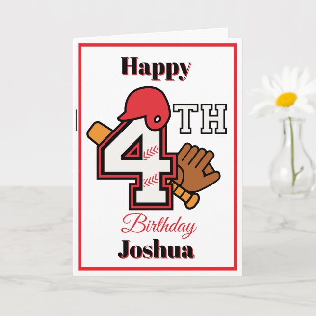 Carte Thème Baseball Happy 4th Sport Anniversaire Saluta (Petite plante)