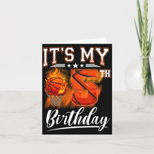 Carte thème basket-ball pour 5e anniversaire 5 ans anniv (Devant)