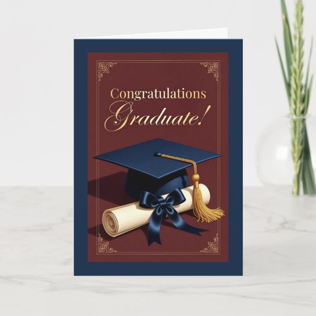 Carte Thème Classique de Réussite de Diplômé (Devant)