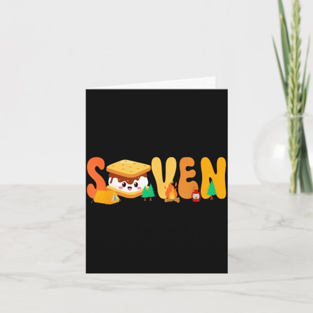 Carte Thème de camping pour 7e anniversaire S'more pour  (Devant)