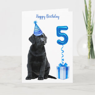 Carte Thème de chiot pour 5e anniversaire - Fête de Patt