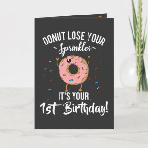 Carte Thème de donuts pour 1er anniversaire personnalisé