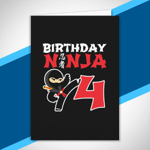 Carte Thème de fête d'anniversaire Ninja pour enfants - 