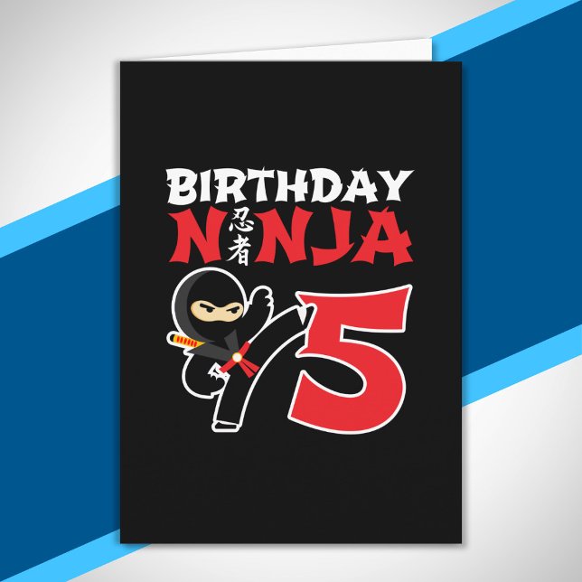 Carte Thème de fête d'anniversaire Ninja pour enfants -  (Créateur téléchargé)