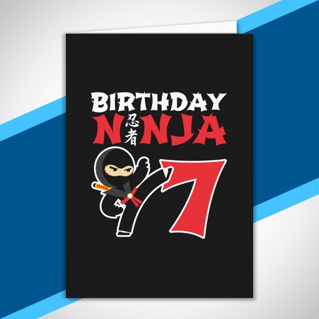 Carte Thème de fête d'anniversaire Ninja pour enfants -  (Créateur téléchargé)