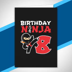Carte Thème de fête d'anniversaire Ninja pour enfants - 
